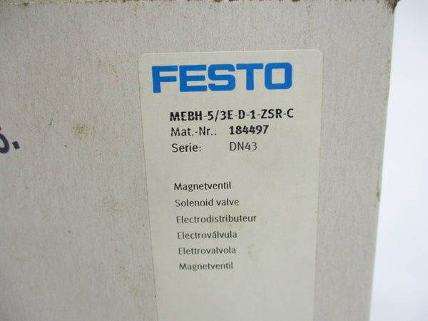 FESTO MEBH-5/3E-D-1-ZSR-C 184497 20.4-26.4VDC 45-145PSI NSMP
