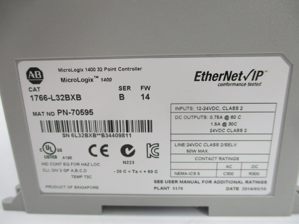 ALLEN BRADLEY 1766-L32BXB SER. B F/W 14 NSMP