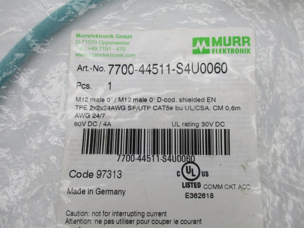 MURR ELEKTRONIK 7700-44511-S4U0060 60VDC 4A 0.6M NSMP