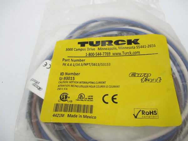 TURCK FK4.4-1/14.5/NPT/S613/S3153 U-93015 250V 4A NSMP
