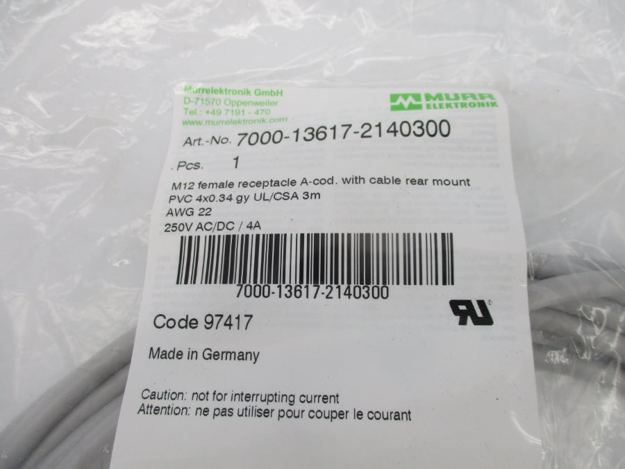 MURR ELEKTRONIK 7000-13617-2140300 250VAC/DC 4A NSMP