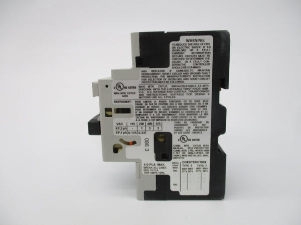 ALLEN BRADLEY 140M-C2T-B40 SER. D 690V 2.5-4A (WH) NSMP