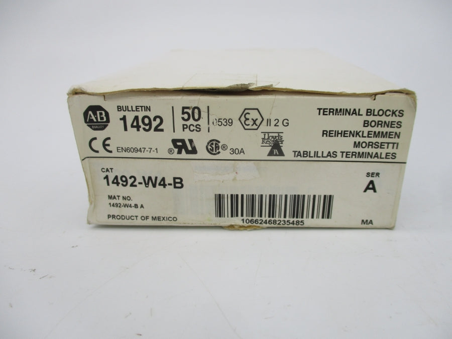 ALLEN BRADLEY 1492-W4-B SER. A 600V (PKG OF 50) (WH) NSMP