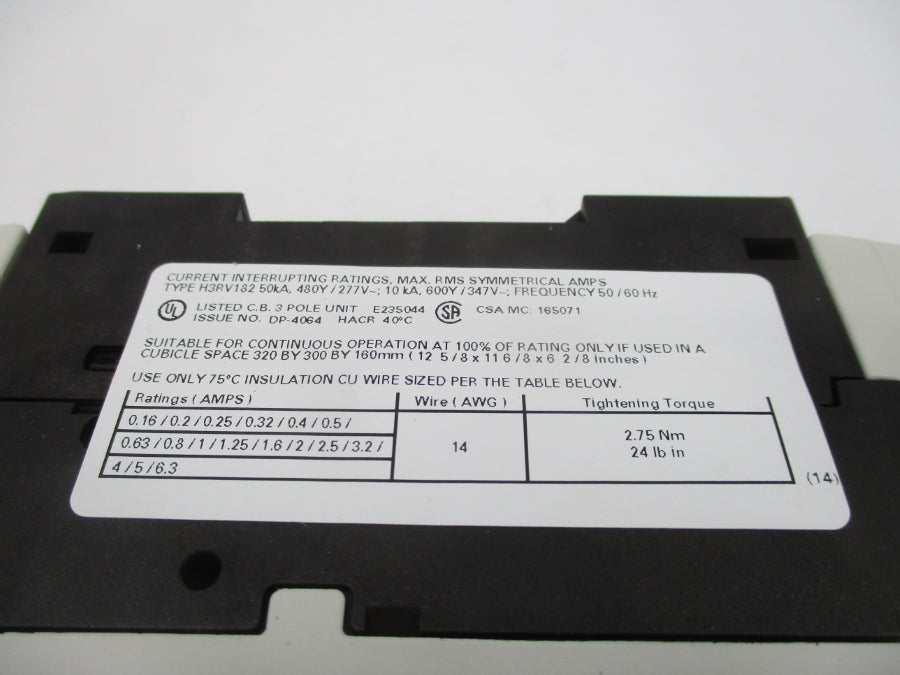 SIEMENS 3RV1821-0BD10 690V 0.2A NSMP