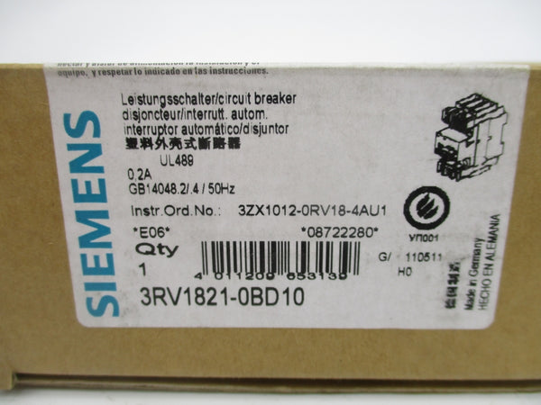 SIEMENS 3RV1821-0BD10 690V 0.2A NSMP