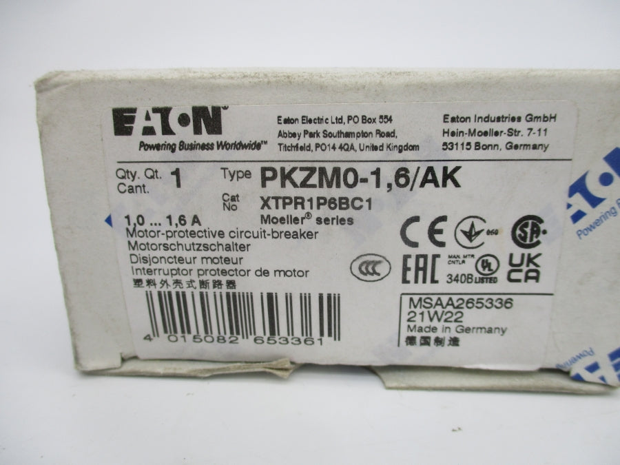 EATON PKZM0-1.6/AK 690V 1.0-1.6A NSMP