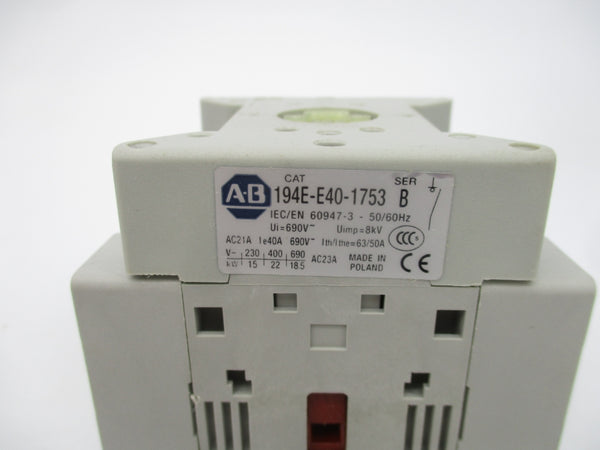 ALLEN BRADLEY 194E-E40-1753-6N SER. B 690V (BR/WH) NSMP