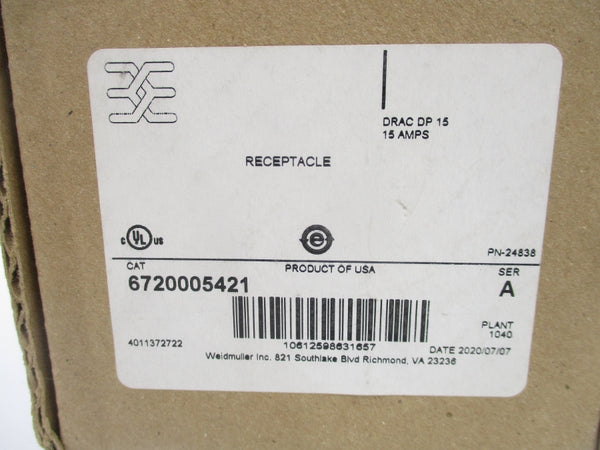 WEIDMULLER 6720005421 SER. A 125V 15A NSMP