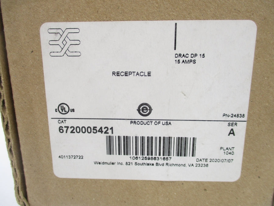 WEIDMULLER 6720005421 SER. A 125V 15A NSMP
