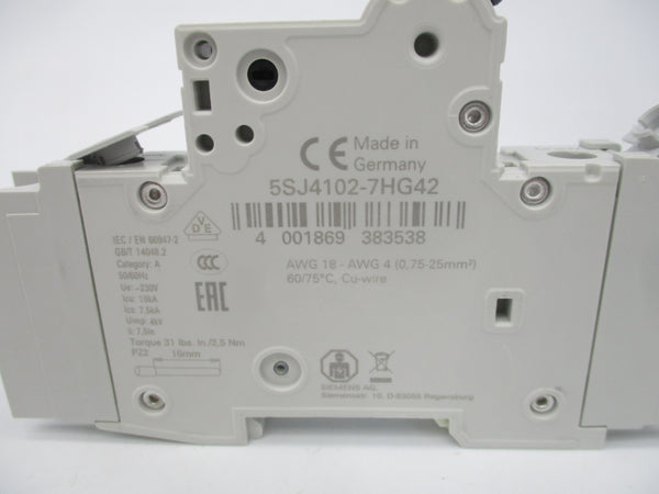 SIEMENS 5SJ4102-7HG42 277V 2A NSMP