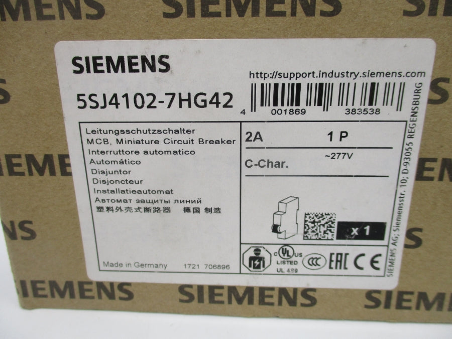 SIEMENS 5SJ4102-7HG42 277V 2A NSMP