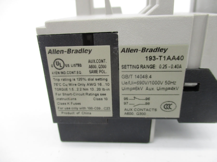 ALLEN BRADLEY 193-T1AA40 SER. A 690V 0.25-0.40A NSMP