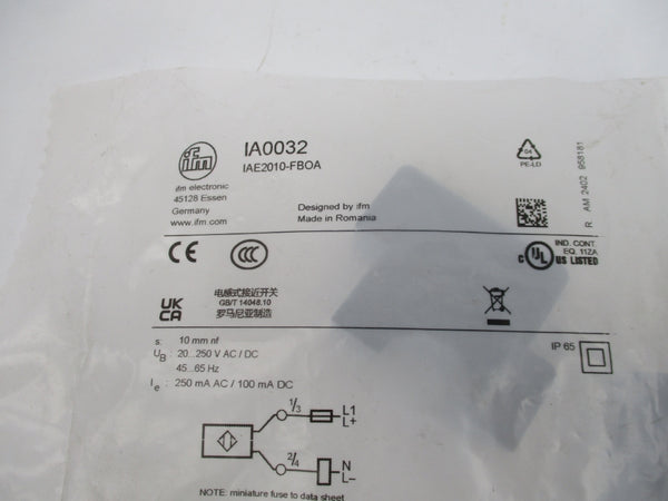 IFM EFECTOR IA0032 IAE2010-FBOA 20-250VAC/DC NSMP