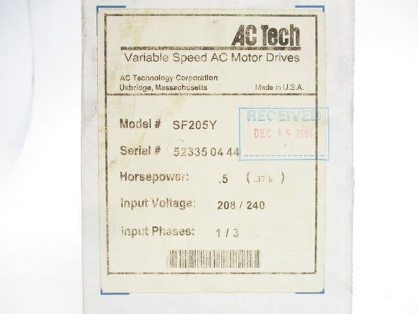 AC TECH SF205Y 208/240V NSFS
