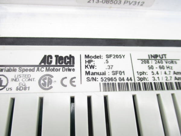 AC TECH SF205Y 208/240V 5.4/4.7A NSMP