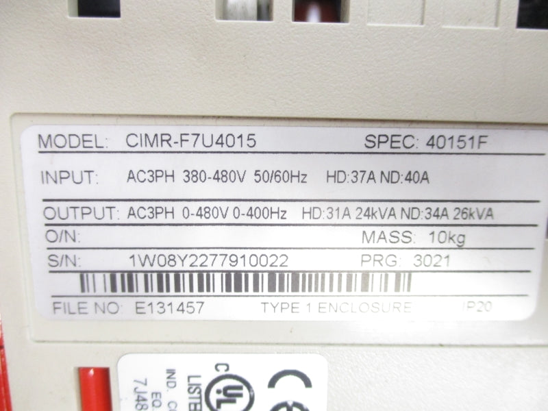 YASKAWA CIMR-F7U40151F 380-480V 37A NSNP