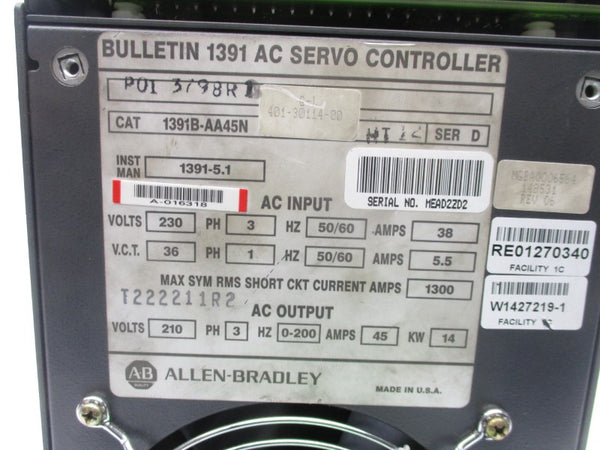 ALLEN BRADLEY 1391B-AA45N SER. D 230VAC 38A REMAN