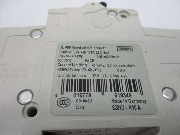 ABB S201UK10A 240V 10A (AS PICTURED) NSNP