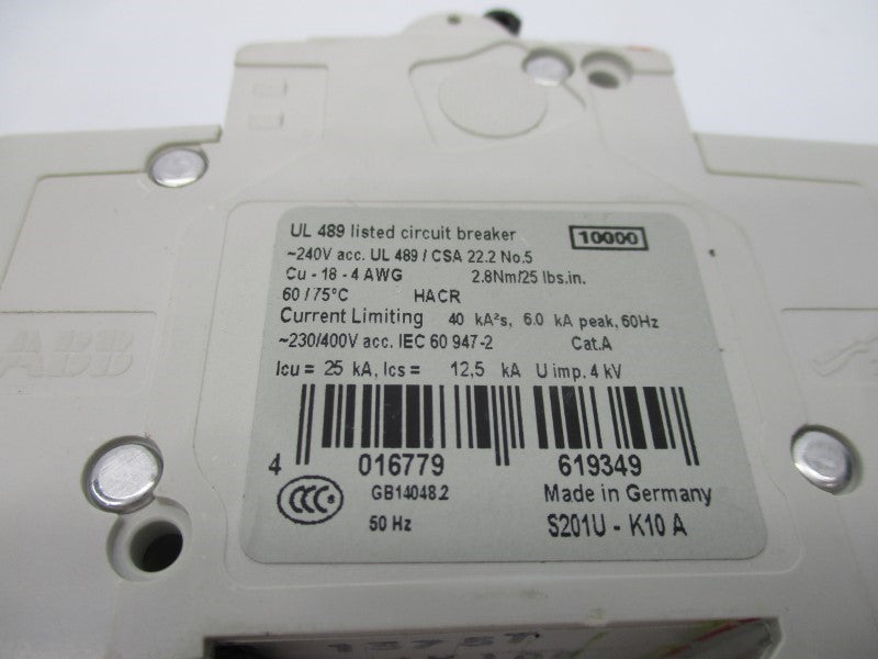 ABB S201UK10A 240V 10A (AS PICTURED) NSNP
