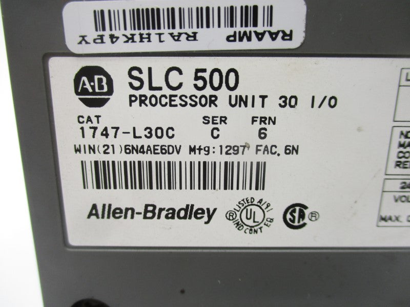 ALLEN BRADLEY 1747-L30C SER. C F/W 6 240VAC 7.5A (AS PICTURED) UNMP