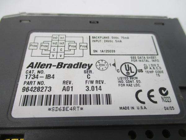 ALLEN BRADLEY 1734-IB4 SER. C F/W 3.014 24VDC UNMP