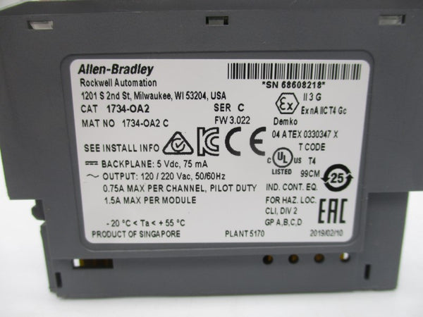 ALLEN BRADLEY 1734-OA2 SER. C F/W 3.022 5VDC UNMP