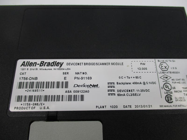 ALLEN BRADLEY 1756-DNB SER. E F/W 12.005 11-25VDC (NO TERMINAL) NSNP