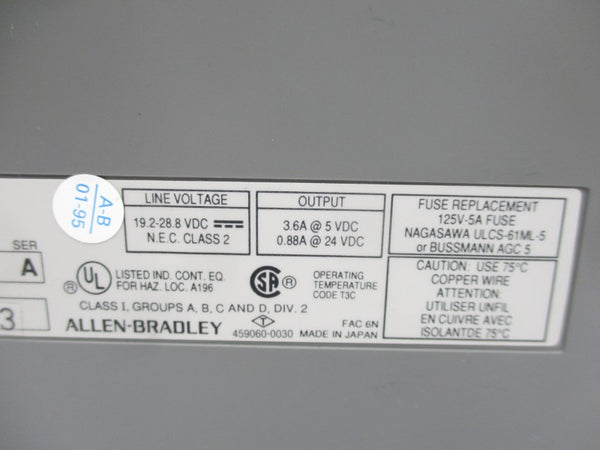 ALLEN BRADLEY 1746-P3 SER. A 19.2-28.8VDC UNMP