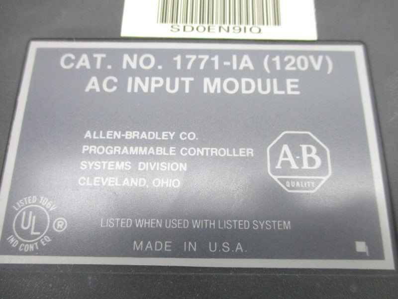 ALLEN BRADLEY 1771-IA 120VAC (NO TERMINAL) UNMP