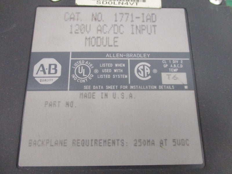 ALLEN BRADLEY 1771-IAD 120VAC/DC UNMP