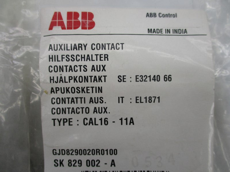 ABB CAL16-11A SK829003-A 600VAC 10A NSMP
