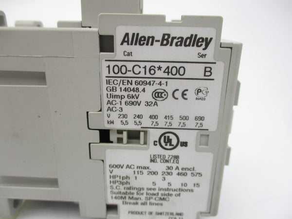 ALLEN BRADLEY 100-C16D400 SER. B 110/120V (BR/WH) NSMP