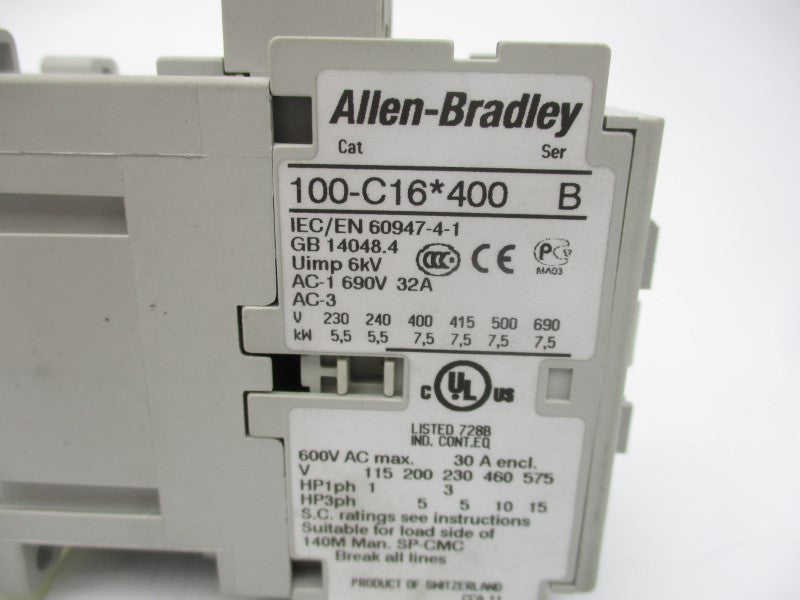 ALLEN BRADLEY 100-C16D400 SER. B 110/120V (BR/WH) NSMP