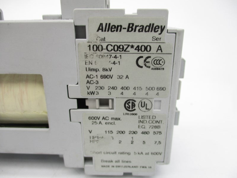 ALLEN BRADLEY 100-C09ZJ400 SER. A 24VDC NSNP