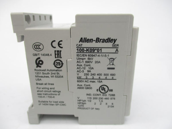 ALLEN BRADLEY 100-K09ZJ01 SER. A 24VDC (WH) NSMP