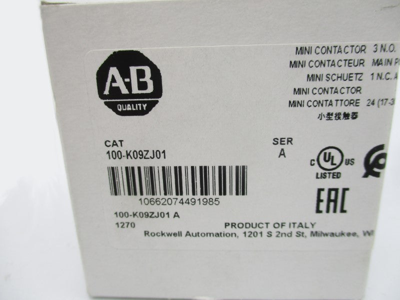 ALLEN BRADLEY 100-K09ZJ01 SER. A 24VDC (WH) NSMP