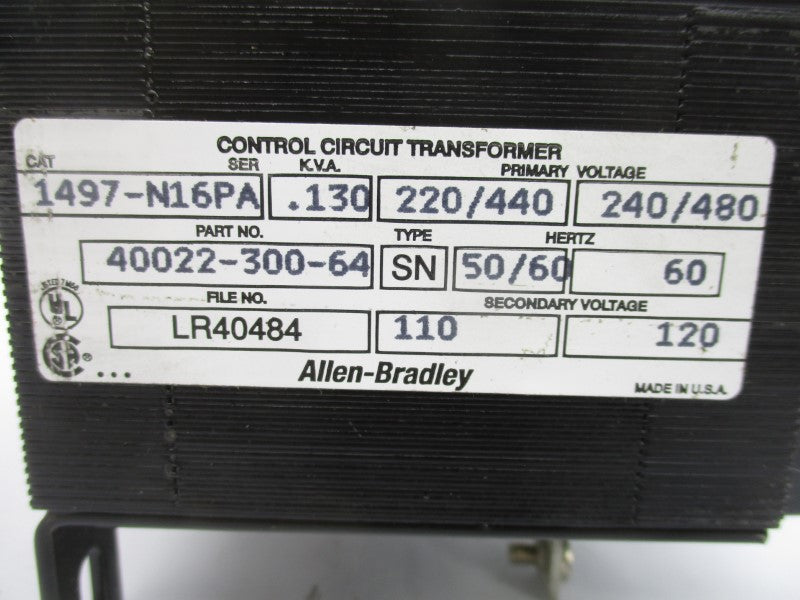 ALLEN BRADLEY 1497-N16P SER. A 220/480V (BR/WH) NSMP