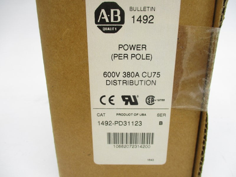 ALLEN BRADLEY 1492-PD31123 SER. B 600V 380A (BR/WH) NSFS