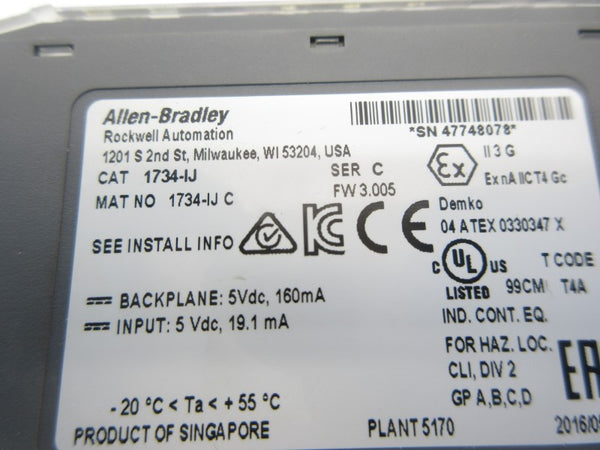 ALLEN BRADLEY 1734-IJ SER. C F/W 3.005 5VDC NSMP