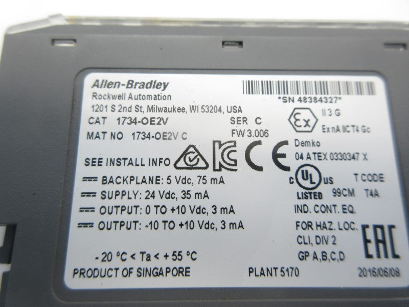 ALLEN BRADLEY 1734-OE2V SER. C F/W 3.006 24VDC NSMP