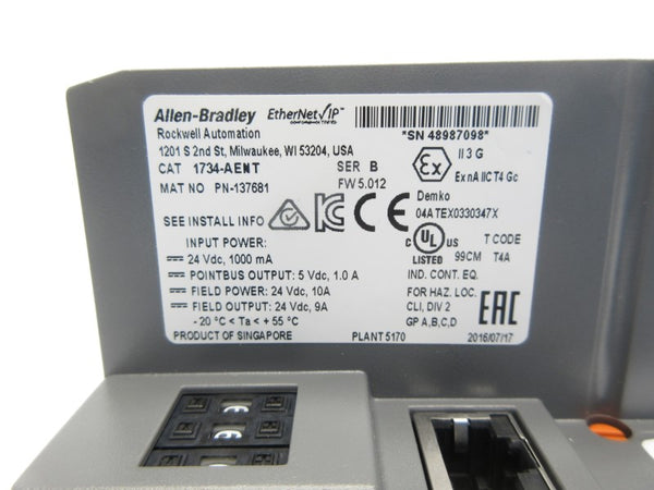 ALLEN BRADLEY 1734-AENT SER. B F/W 5.012 24VDC NSNP
