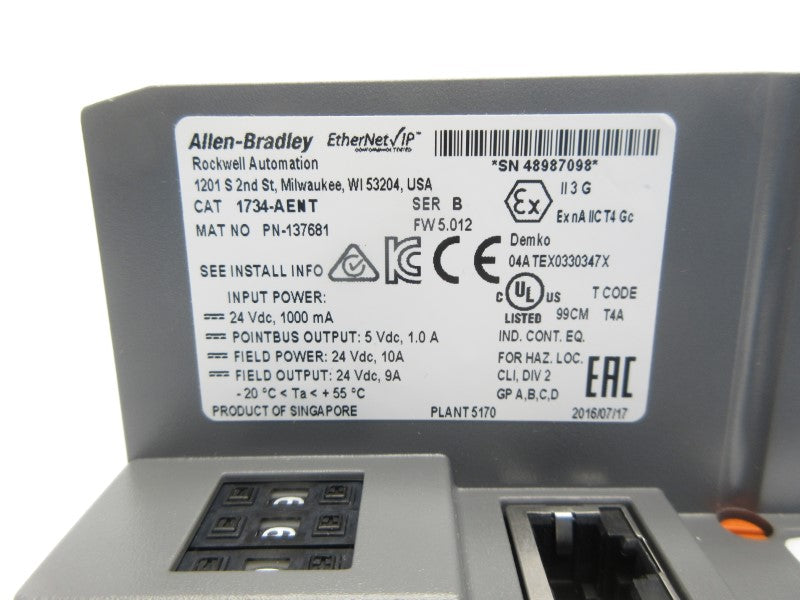 ALLEN BRADLEY 1734-AENT SER. B F/W 5.012 24VDC NSNP