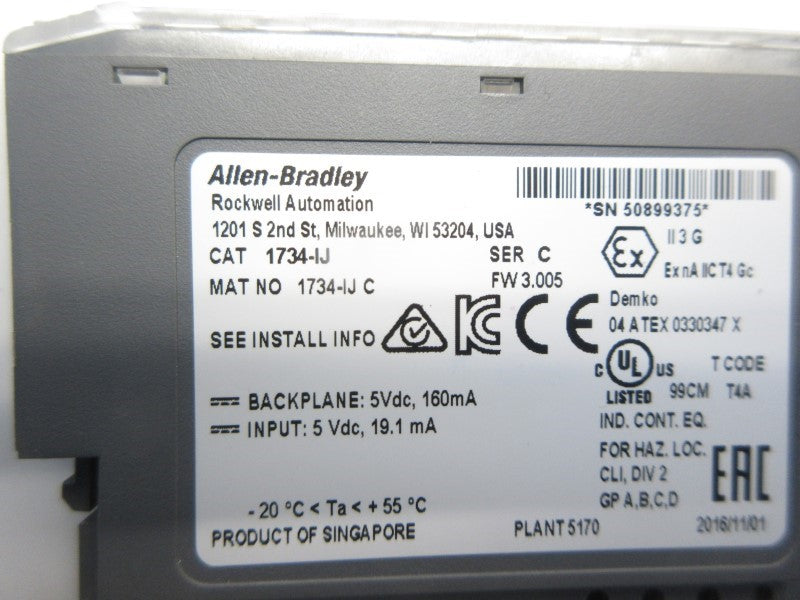 ALLEN BRADLEY 1734-IJ SER. C F/W 3.005 5VDC NSNP