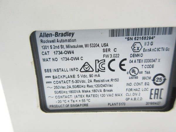 ALLEN BRADLEY 1734-OW4 SER. C F/W 3.022 NSMP