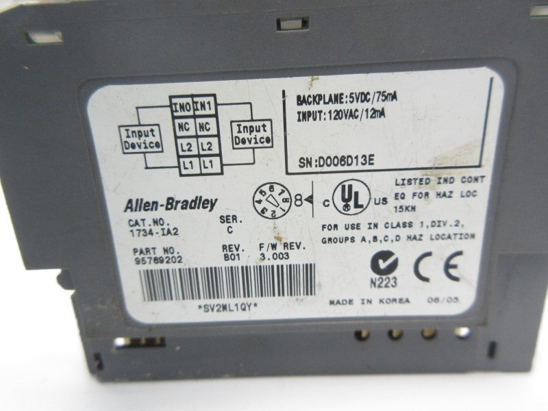 ALLEN BRADLEY 1734-IA2 SER. C F/W 3.003 120VAC UNMP