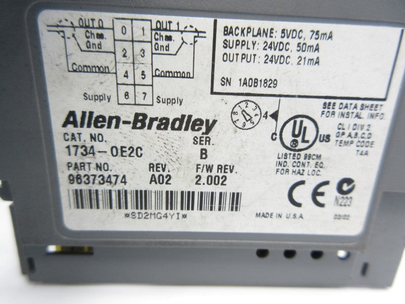 ALLEN BRADLEY 1734-OE2C SER. B F/W 2.002 24VDC UNMP