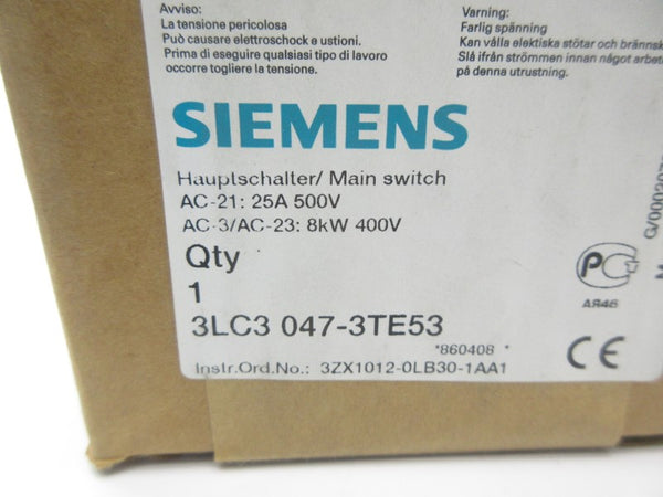 SIEMENS 3LC3047-3TE53 500V 25A NSMP