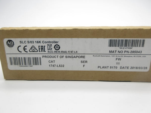 ALLEN BRADLEY 1747-L532 SER. F F/W 11 DATE: 2018 NSFS
