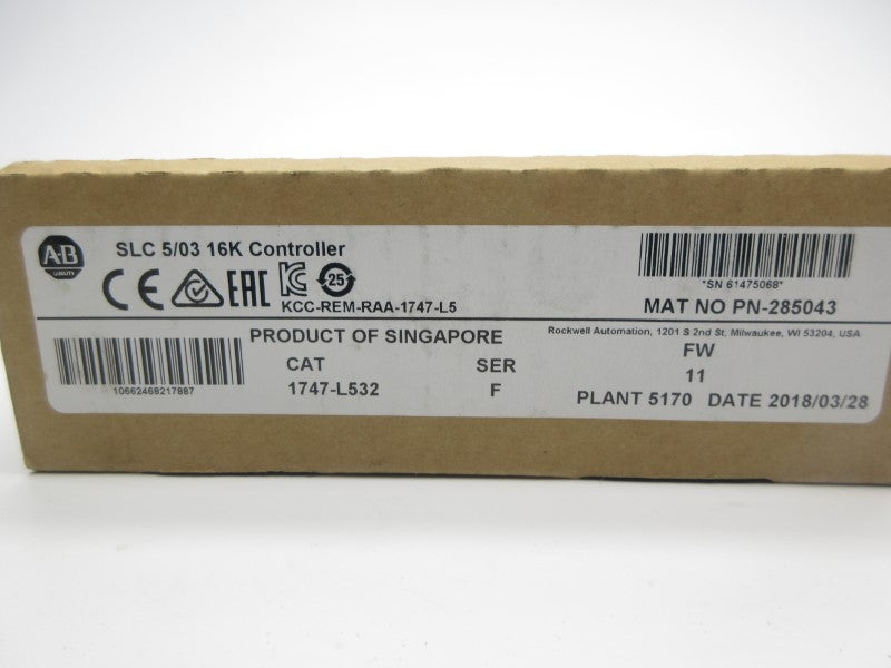 ALLEN BRADLEY 1747-L532 SER. F F/W 11 DATE: 2018 NSFS