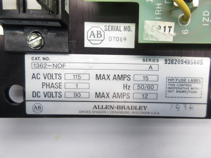 ALLEN BRADLEY 1362-NOF SER. A 115VAC 15A NSNP